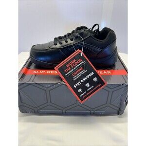 SlipGrips Lace-Up Slip Resistant Work Shoe Men 6 Women 8 Black New in Box